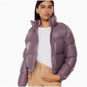 Aritzia Wilfred Free Reverie Purple Faux Leather Vista Puffer Jacket Size S